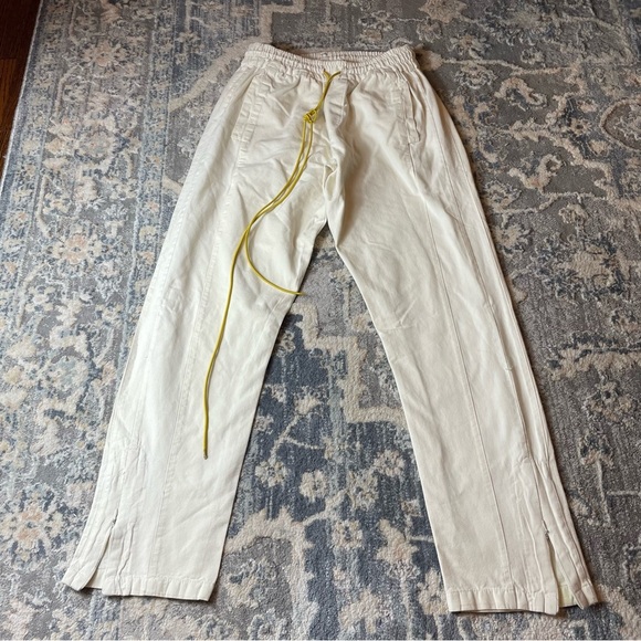 MNML Cream pants with Yellow Drawstring - Picture 1 of 5